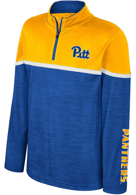 Youth Pitt Panthers Blue Colosseum Billy Long Sleeve Quarter Zip