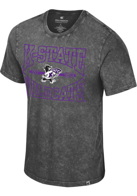 K-State Wildcats Black Colosseum Number One Distress Snow Washed Short Sleeve Fashion T Shirt