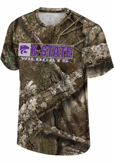 K-State Wildcats Green Colosseum Flat Name Mascot RealTree Camo Short Sleeve T Shirt