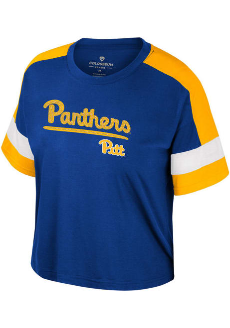Girls Pitt Panthers Blue Colosseum Diamonds Short Sleeve Fashion T-Shirt