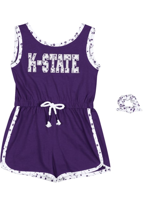 Toddler Girls K-State Wildcats Purple Colosseum Scoops Ahoy Romper Short Sleeve Dresses