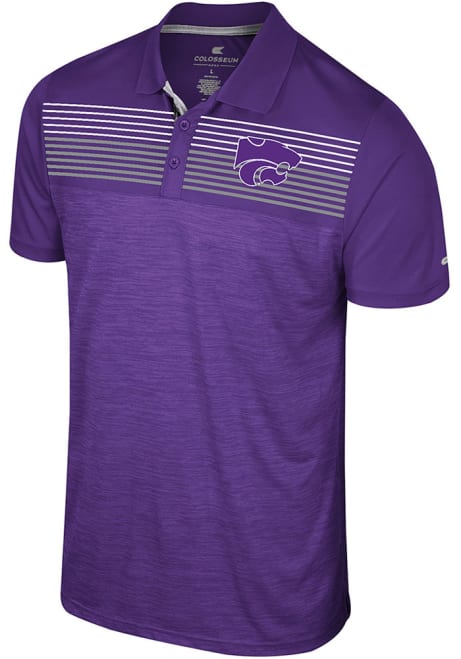 Mens K-State Wildcats Purple Colosseum Langmore Short Sleeve Polo Shirt