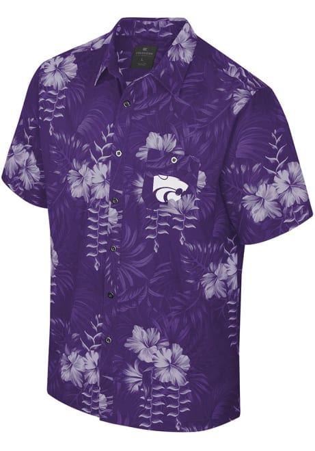 Mens K-State Wildcats Purple Colosseum Camino Camp Short Sleeve Dress Shirt