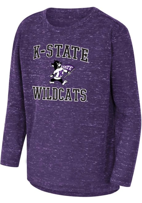 Youth K-State Wildcats Purple Colosseum Knobby No 1 Long Sleeve T-Shirt