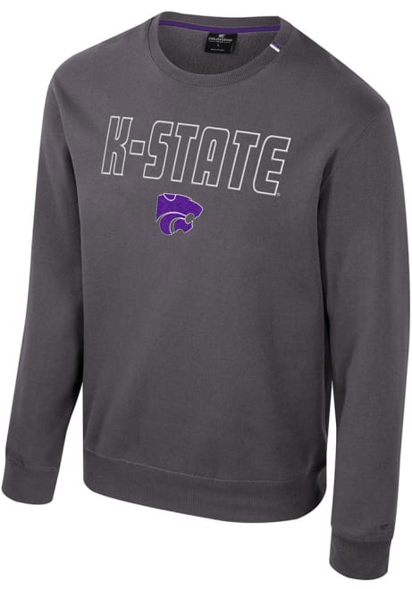 Mens K-State Wildcats Charcoal Colosseum Zion Crew Sweatshirt