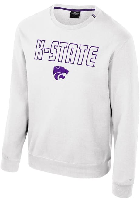 Mens K-State Wildcats White Colosseum Zion Crew Sweatshirt