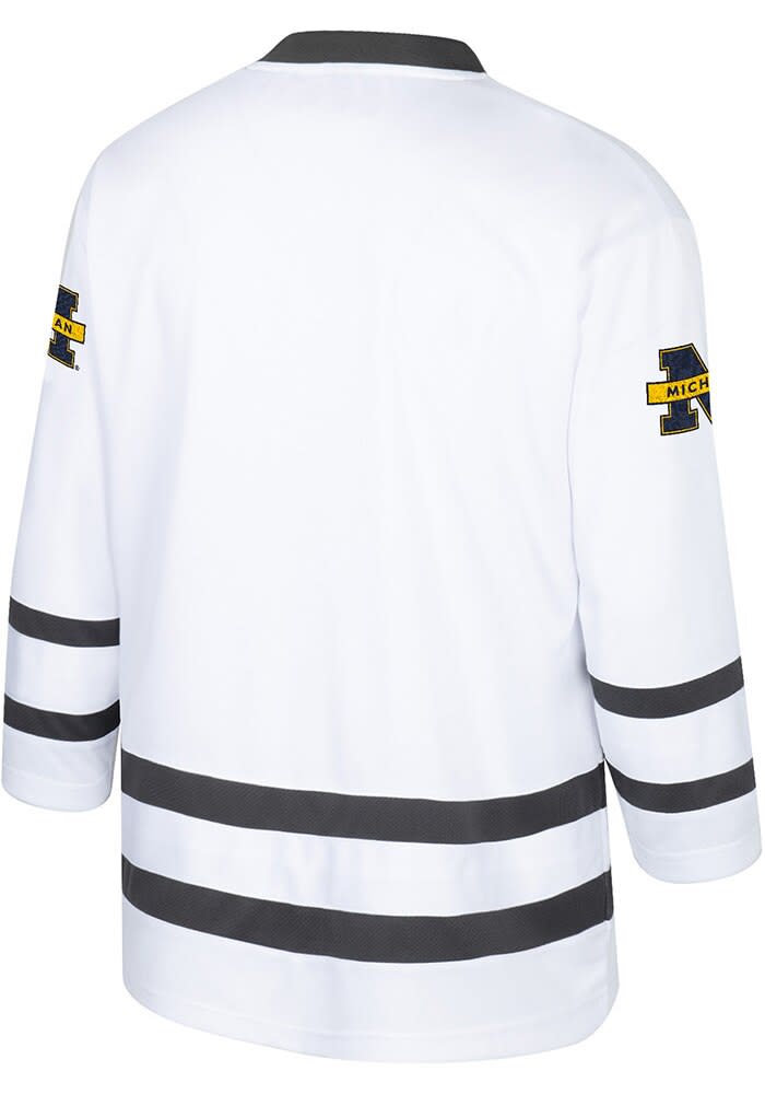 Colosseum Mens White Michigan Wolverines On The Ice Hockey Jersey