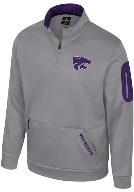 Mens K-State Wildcats Grey Colosseum Mainframe Qtr Zip Pullover