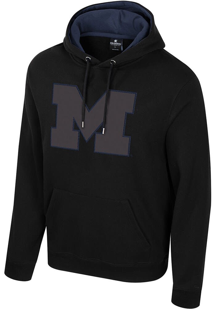 Colosseum Mens BLACK Michigan Wolverines Bioelectric Tonal Hoodie