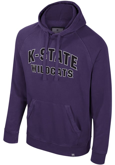 Mens K-State Wildcats Purple Colosseum Matrix Acid Wash Long Sleeve Fashion Hood