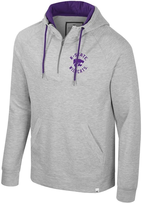 Mens K-State Wildcats Grey Colosseum Switch Quilted Zip Long Sleeve Fashion Hood