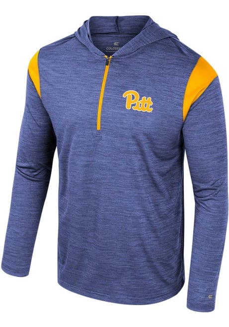 Mens Pitt Panthers Blue Colosseum Dozer Windshirt Long Sleeve Hoodie