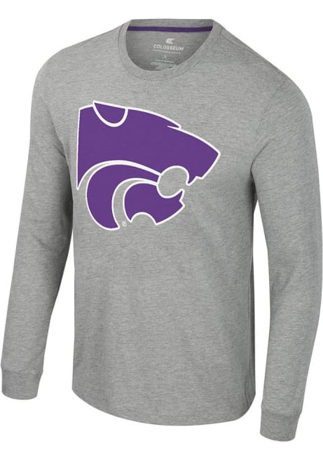 Mens K-State Wildcats Grey Colosseum Morpheus Long Sleeve Fashion T Shirt