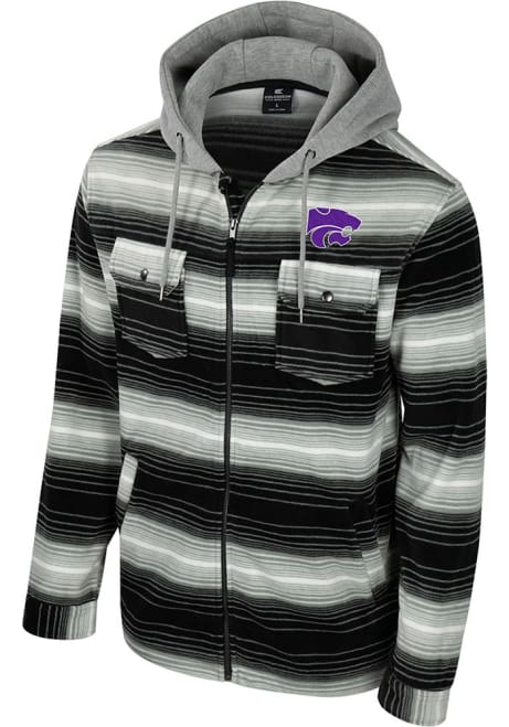 Mens K-State Wildcats Black Colosseum Great Outdoors Striped Polar Fleece Medium Weight Jacket