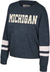 Main image for Womens Michigan Wolverines Blue Colosseum Lost City Crew Sweatshirt