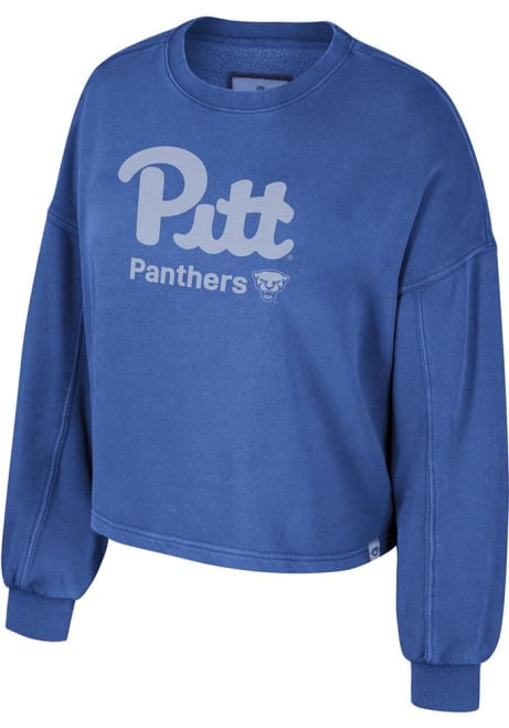 Womens Pitt Panthers Blue Colosseum Taha Crew Sweatshirt