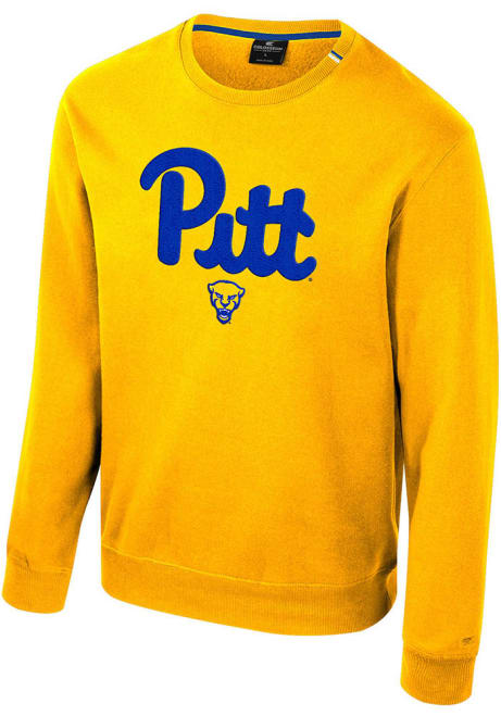 Mens Pitt Panthers Gold Colosseum Zion Crew Sweatshirt