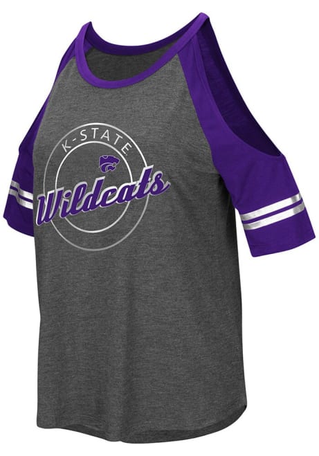 K-State Wildcats Charcoal Colosseum Mae Cold Shoulder Short Sleeve T-Shirt