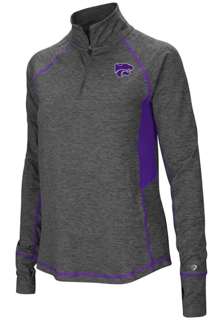 Womens K-State Wildcats Grey Colosseum Sabre 1/4 Zip Pullover