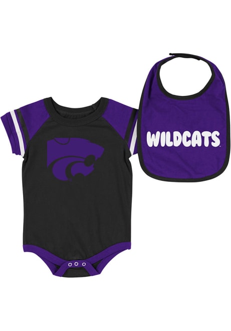 Baby K-State Wildcats Purple Colosseum Roll-Out One Piece with Bib Set
