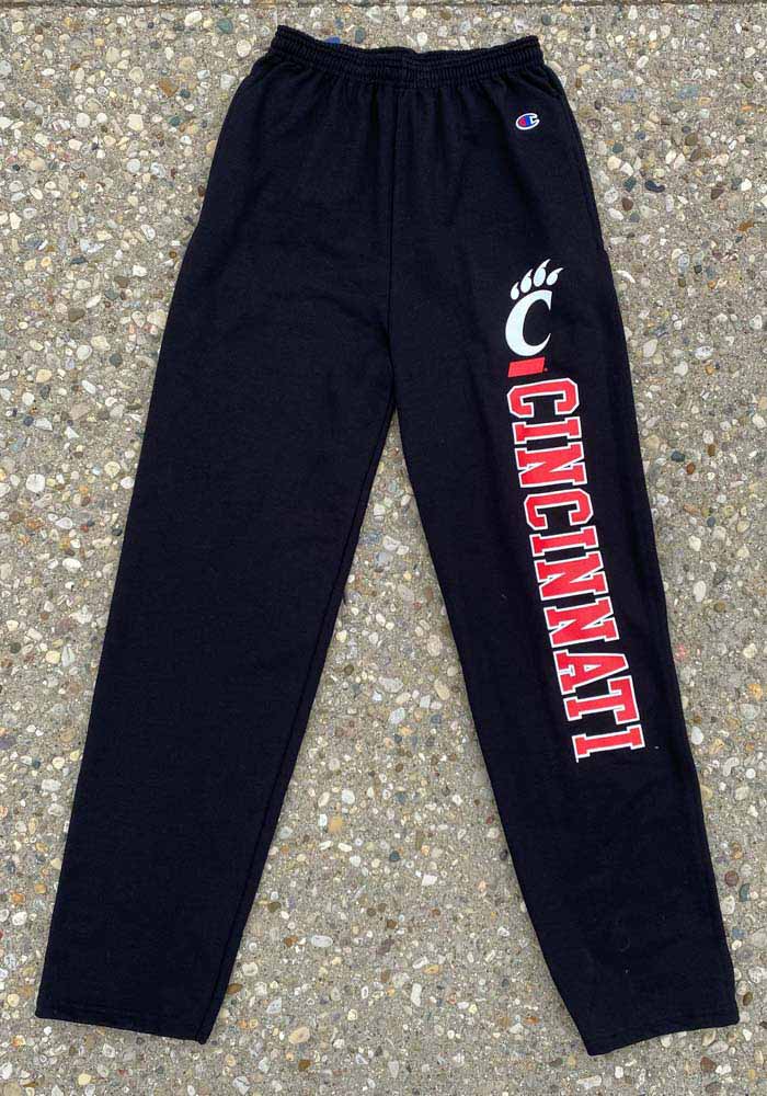 Champion Mens BLACK Cincinnati Bearcats Open Bottom Sweatpants - 15138858