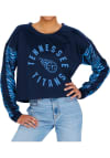 Main image for Zubaz Tennessee Titans Womens Navy Blue Zebra Crop Crew Sweatshirt