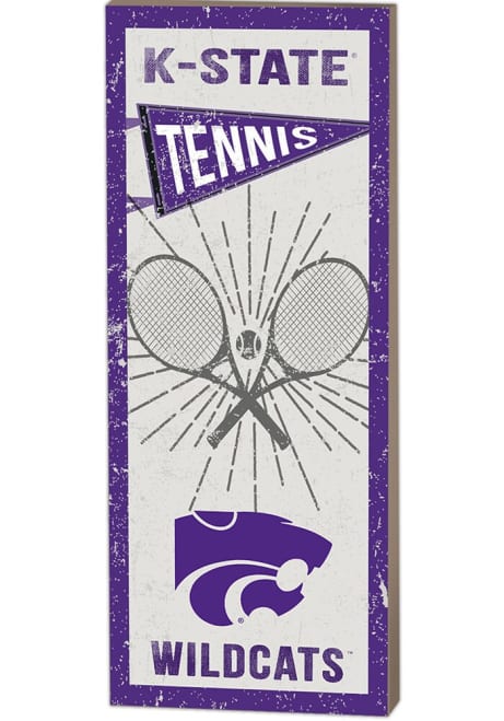 White K-State Wildcats 18x7 inch Vintage Tennis Player Sign