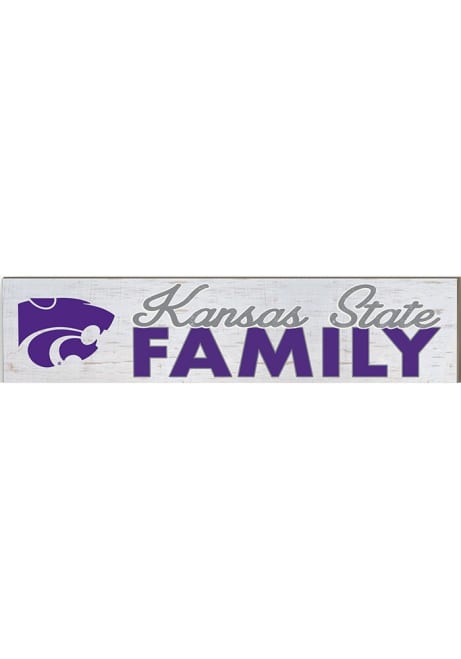 White K-State Wildcats 3x13 inch Family Sign