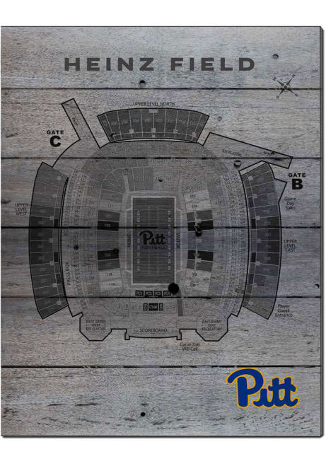 Grey Pitt Panthers 16x20 Fan Seating Chart Sign