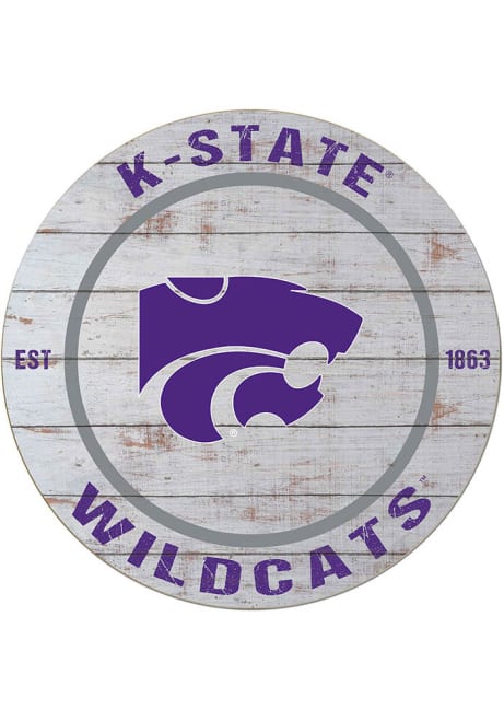Grey K-State Wildcats 20x20 Weathered Circle Sign
