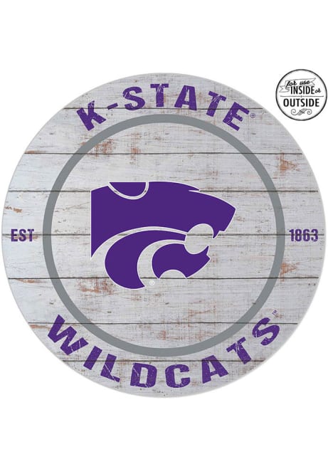 Grey K-State Wildcats 20x20 In Out Weathered Circle Sign