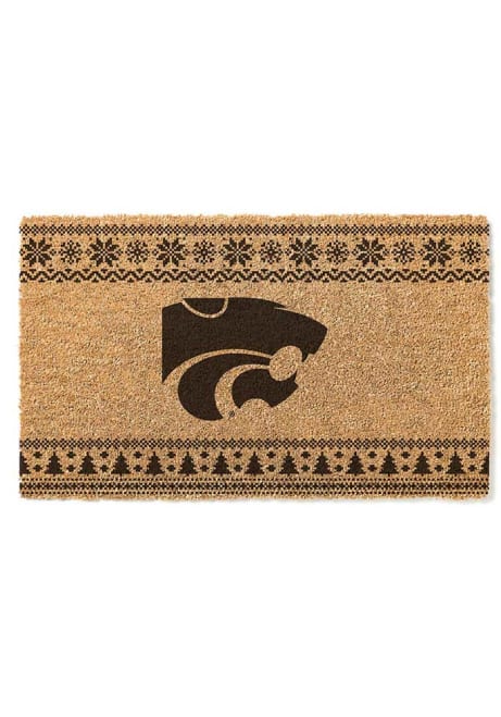 Brown K-State Wildcats Holiday Logo Door Mat