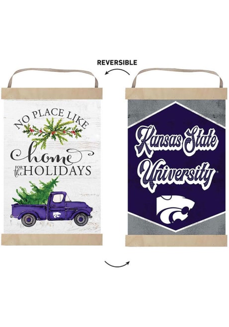 White K-State Wildcats Holiday Reversible Banner Sign
