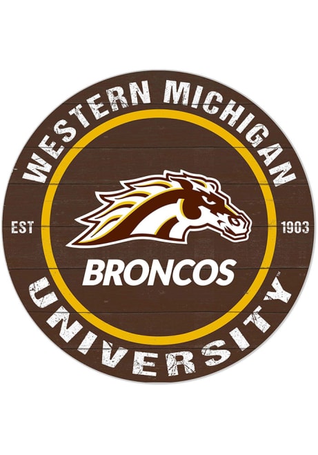 Brown Western Michigan Broncos 20x20 Colored Circle Sign