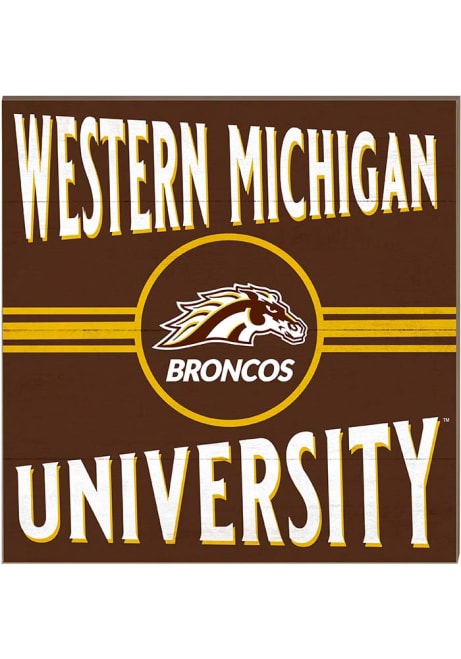 Brown Western Michigan Broncos 10x10 Retro Sign