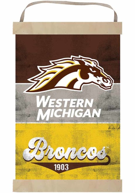 Brown Western Michigan Broncos Reversible Retro Banner Sign