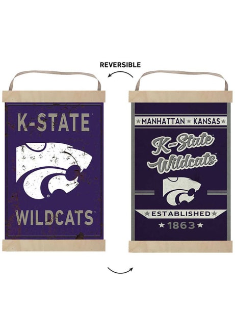 Purple K-State Wildcats Faux Rusted Reversible Banner Sign