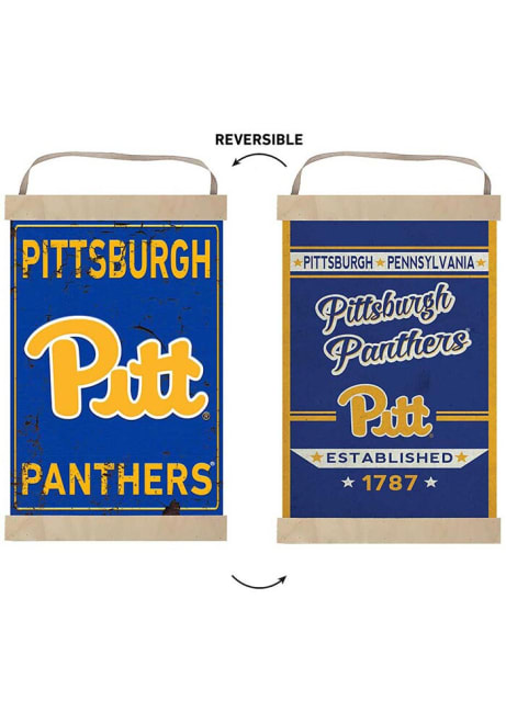 Gold Pitt Panthers Faux Rusted Reversible Banner Sign