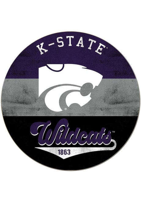 Purple K-State Wildcats 20x20 Retro Multi Color Circle Sign