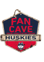 KH Sports Fan UConn Huskies Fan Cave Rustic Badge Sign