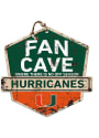 KH Sports Fan Miami Hurricanes Fan Cave Rustic Badge Sign