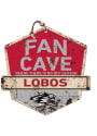 KH Sports Fan New Mexico Lobos Fan Cave Rustic Badge Sign
