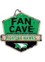 KH Sports Fan North Dakota Fighting Hawks Fan Cave Rustic Badge Sign