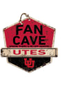 KH Sports Fan Utah Utes Fan Cave Rustic Badge Sign