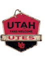 KH Sports Fan Utah Utes Fans Welcome Rustic Badge Sign