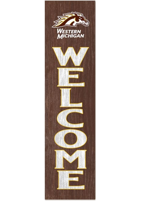 Brown Western Michigan Broncos 11x46 Welcome Leaning Sign