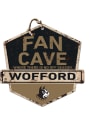 KH Sports Fan Wofford Terriers Fan Cave Rustic Badge Sign