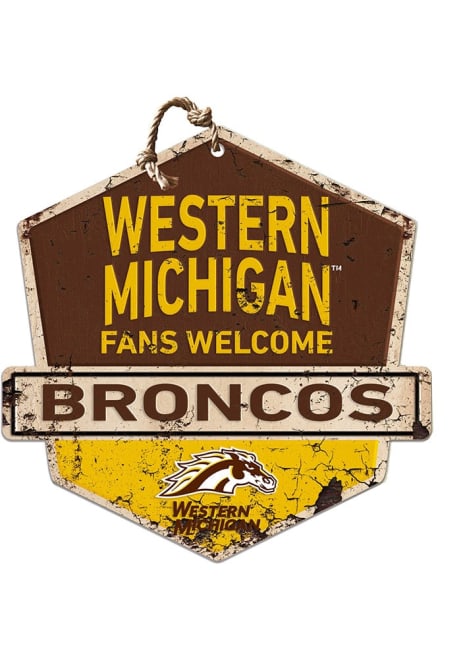 Brown Western Michigan Broncos Fans Welcome Rustic Badge Sign