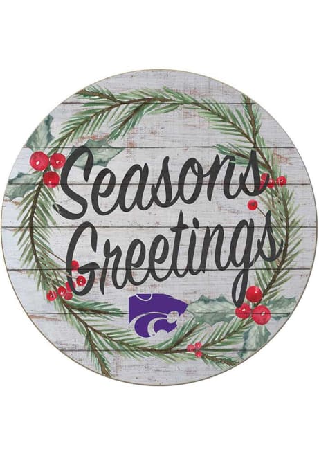 Grey K-State Wildcats 20x20 Weathered Seasons Greetings Sign