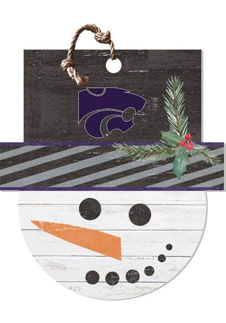 White K-State Wildcats Large Snowman Sign